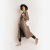 Women Brown Solid Font-Open Longline Trench Coat with Belt