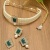 Dress Berry Green Stones Pearls Choker Necklace Earring & Ring Set For Women