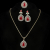 Gold Plated Chain Red Pendant Necklace Combo for Women